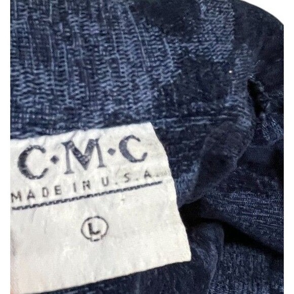 CMC Top Women's Size Large Blue Floral Cotton Blend Button Up - Picture 4 of 5